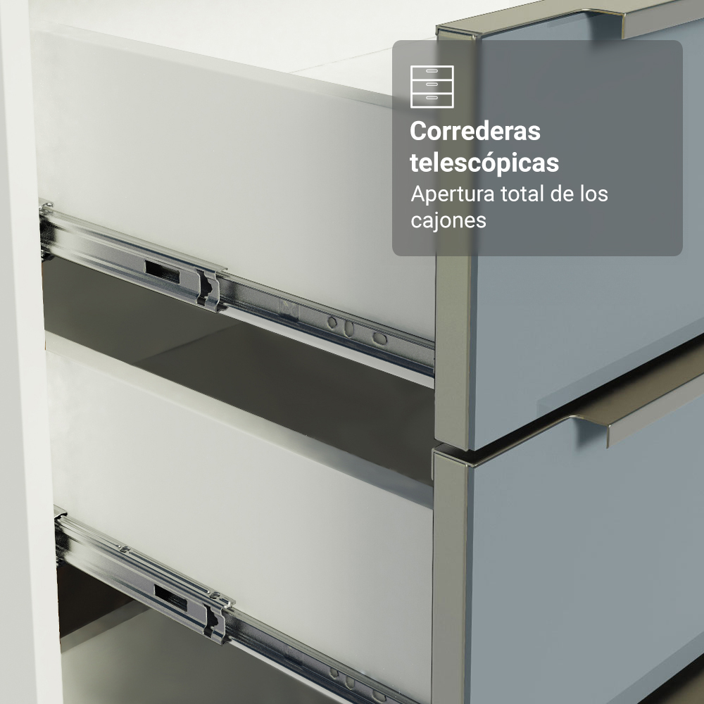 Cocina Compacta 190 cm Con Vitrina Blanco/Gris Lux Madesa