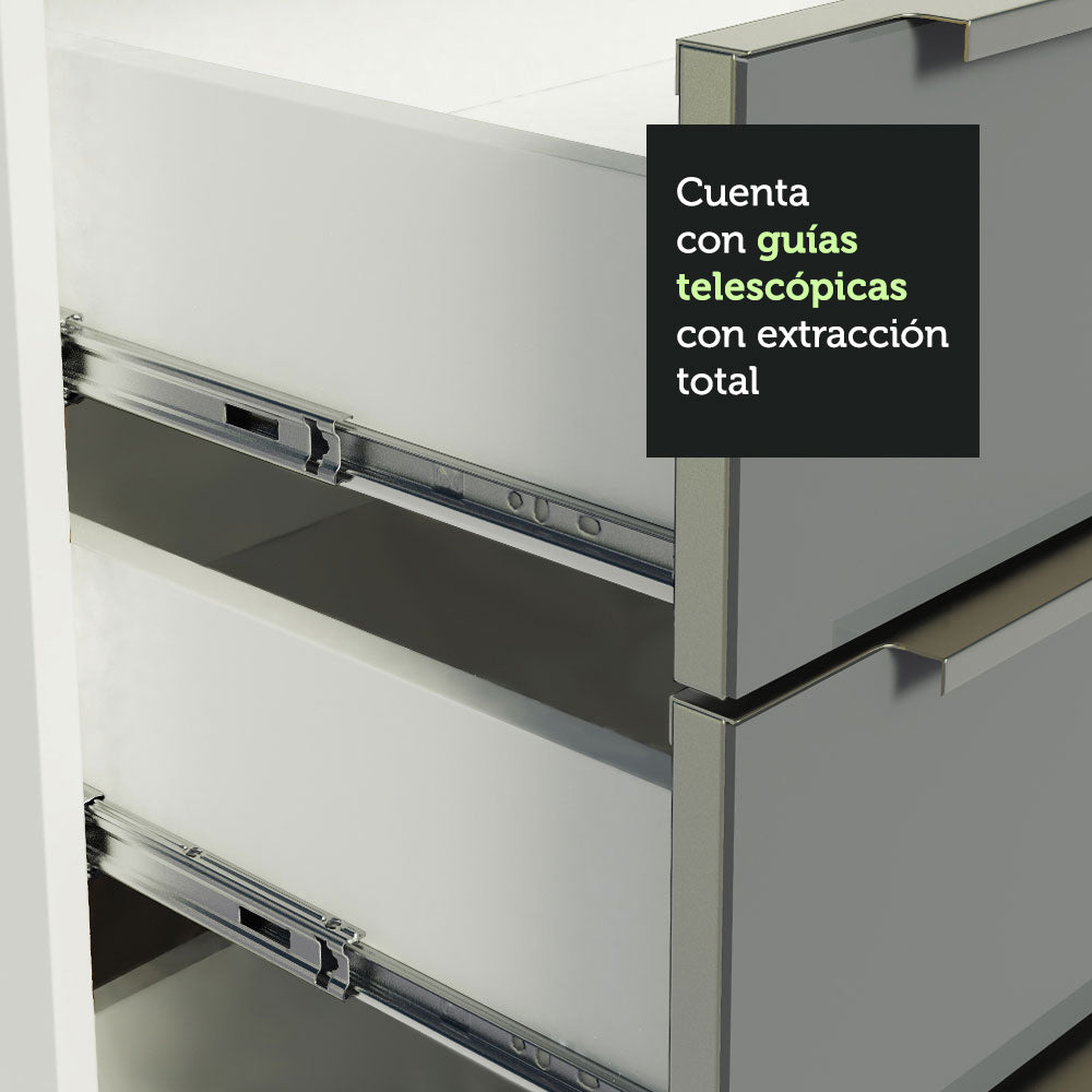 Cocina Integral 200cm Blanco/Gris Lux 01