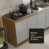 Kit con 2 Gabinetes de Cocina Lux 4 Puertas 3 Cajones (Sin Encimera y Tarja) Marrón/Gris