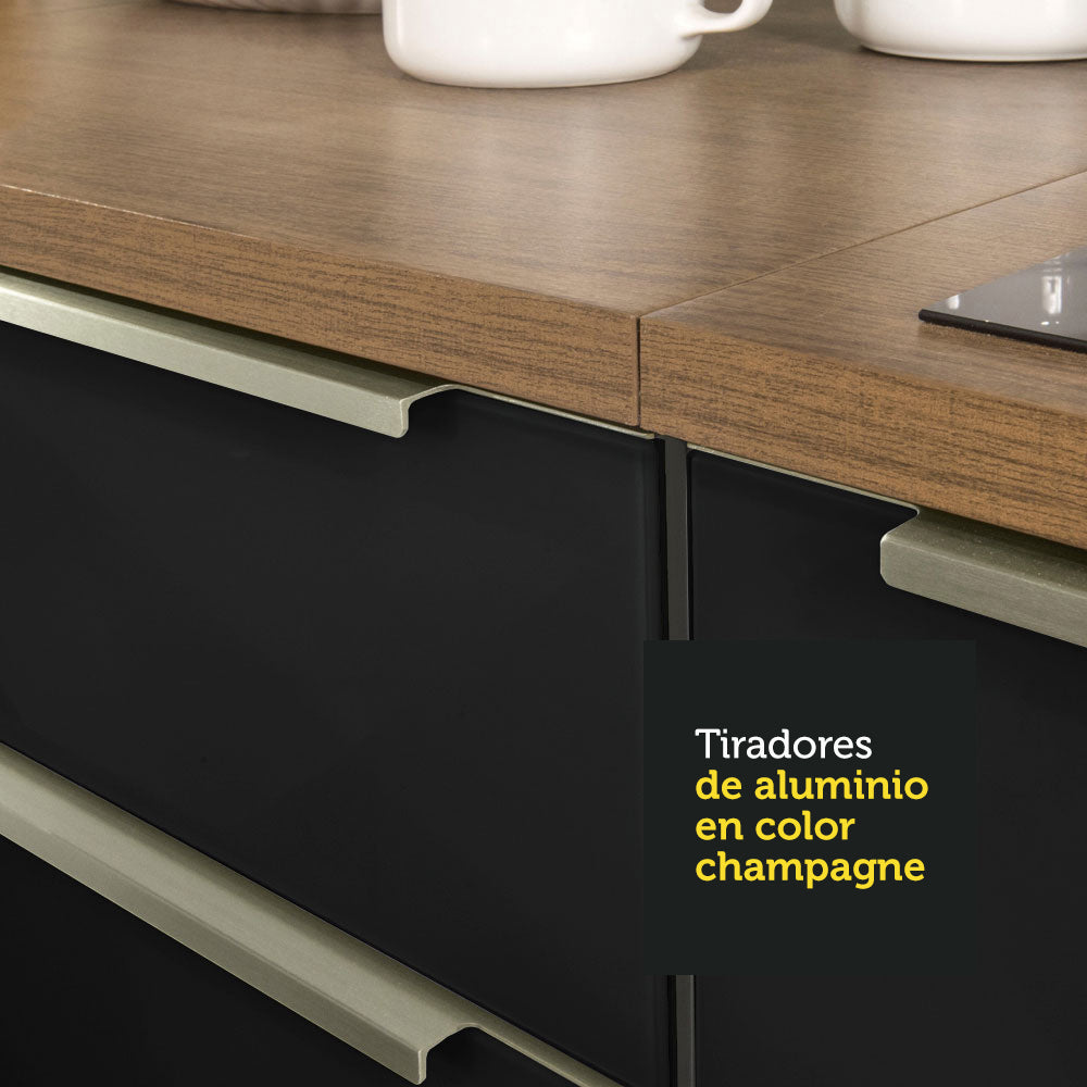 Cocina Integral 240cm Marrón/Negro Lux 03