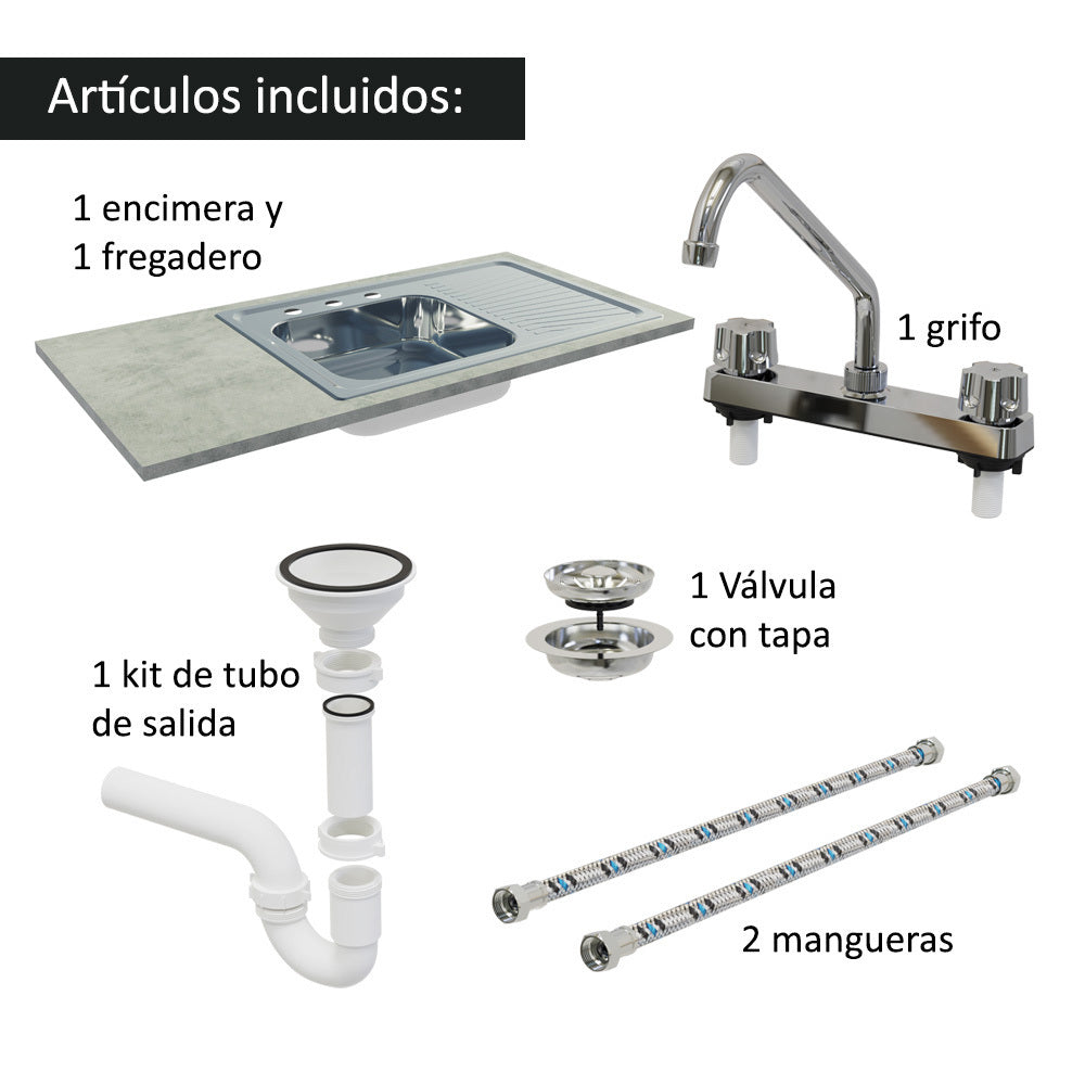 Cocina Integral con Accesorios 240cm Lux Blanco/Negro