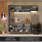 Cocina Compacta Flotante 220 cm Gris Nice Madesa