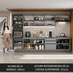 Cocina Integral Flotante 320 cm Con Mueble para Horno Gris Nice Madesa