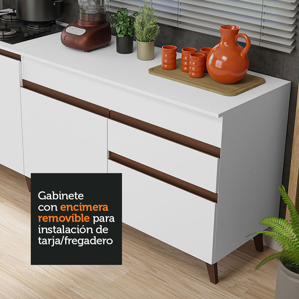 Kit 2 Gabinetes Bajos de Cocina 190 cm Blanco Reims Madesa