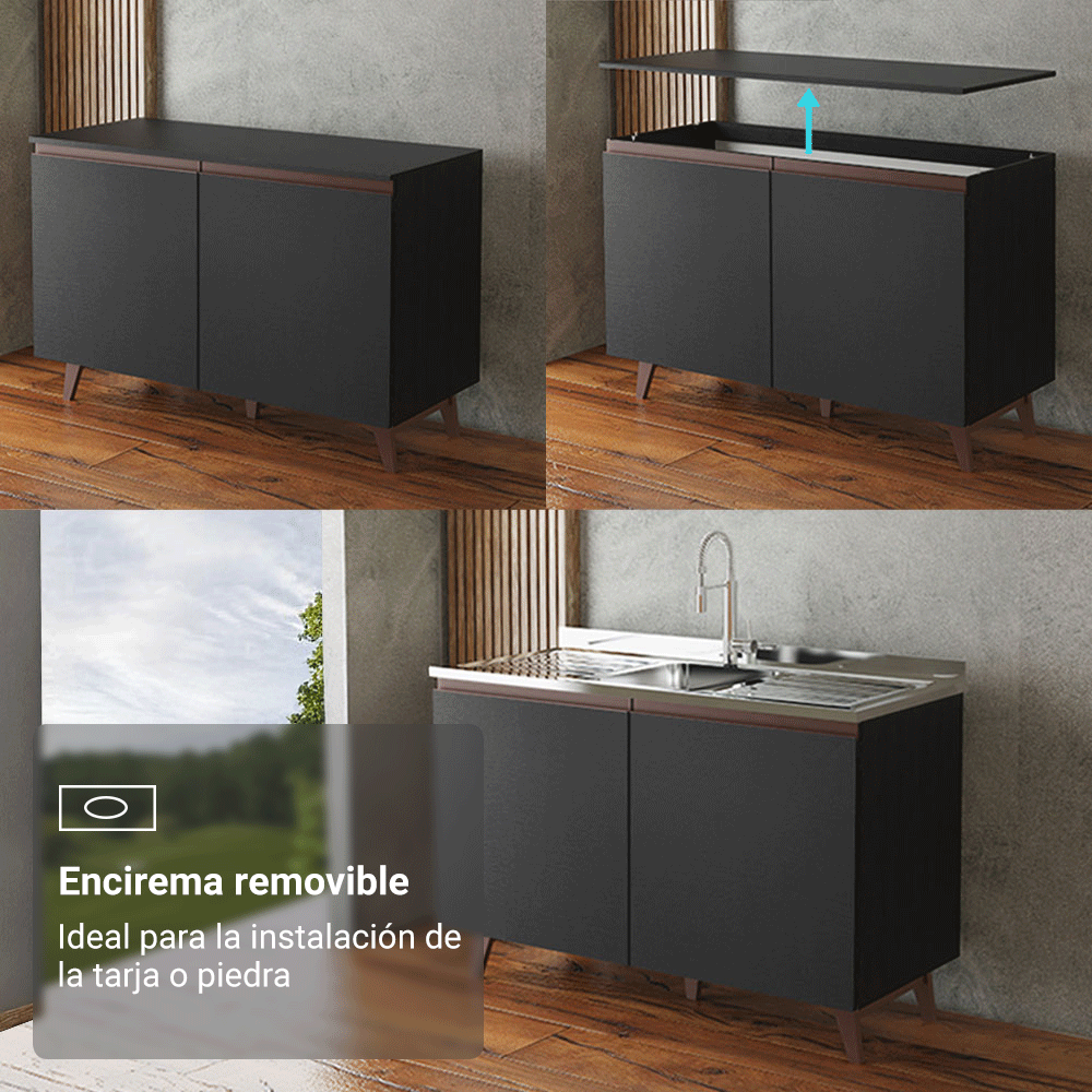 Cocina Integral 250 cm Negro Reims Madesa