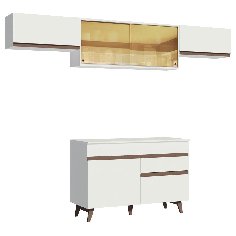Cocina Integral 260 x 52 cm 6 Puertas 1 Cajón Blanco Reims Madesa