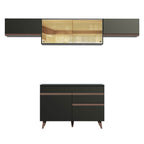 Cocina Integral 260 x 52 cm 6 Puertas 1 Cajón Negro Reims Madesa