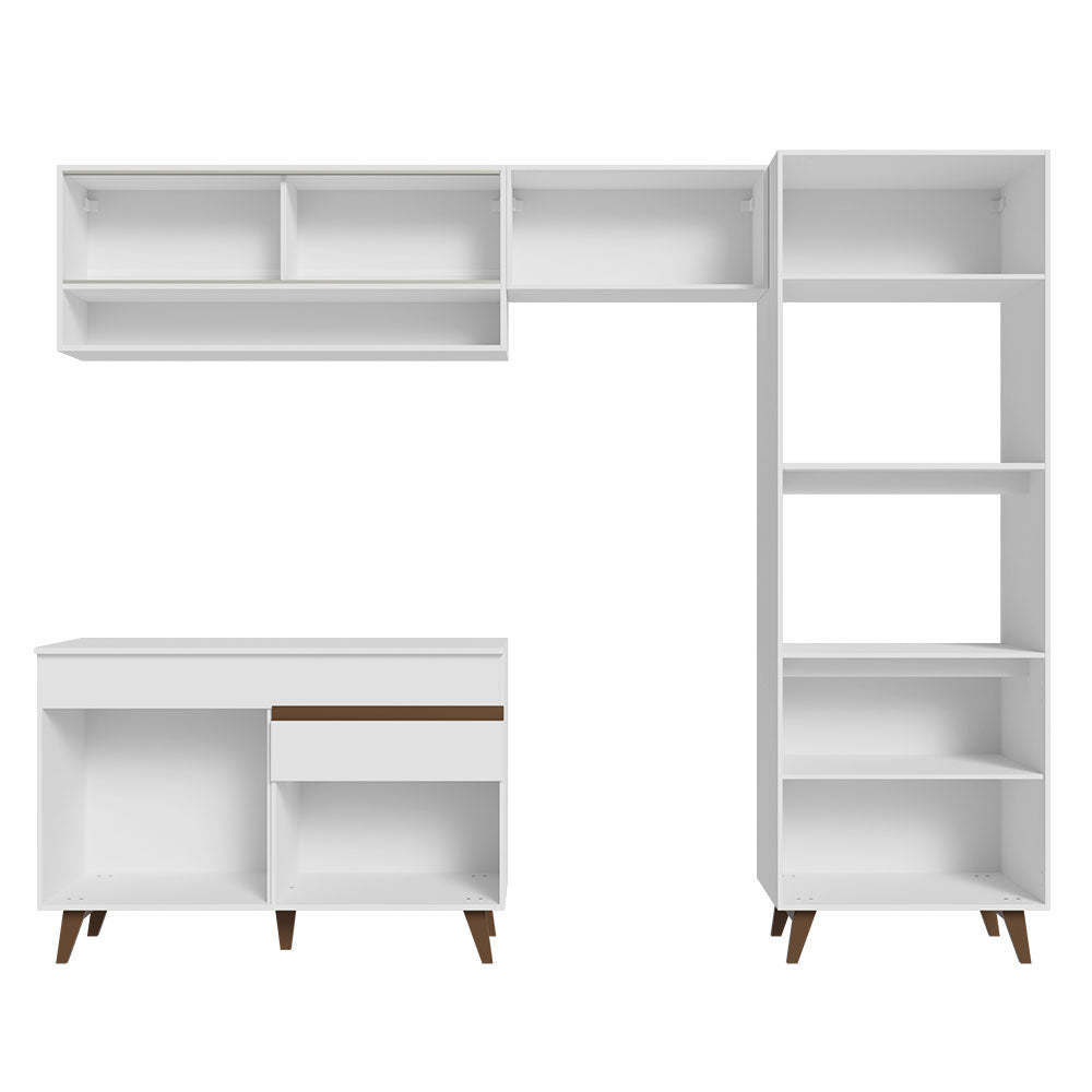 Cocina Integral 260 x 52 cm 8 Puertas 1 Cajón Con Mueble para Horno Blanco Reims Madesa 12