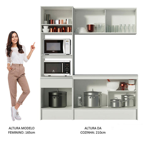 Cocina Compacta 180cm Blanco Diamante Madesa 02