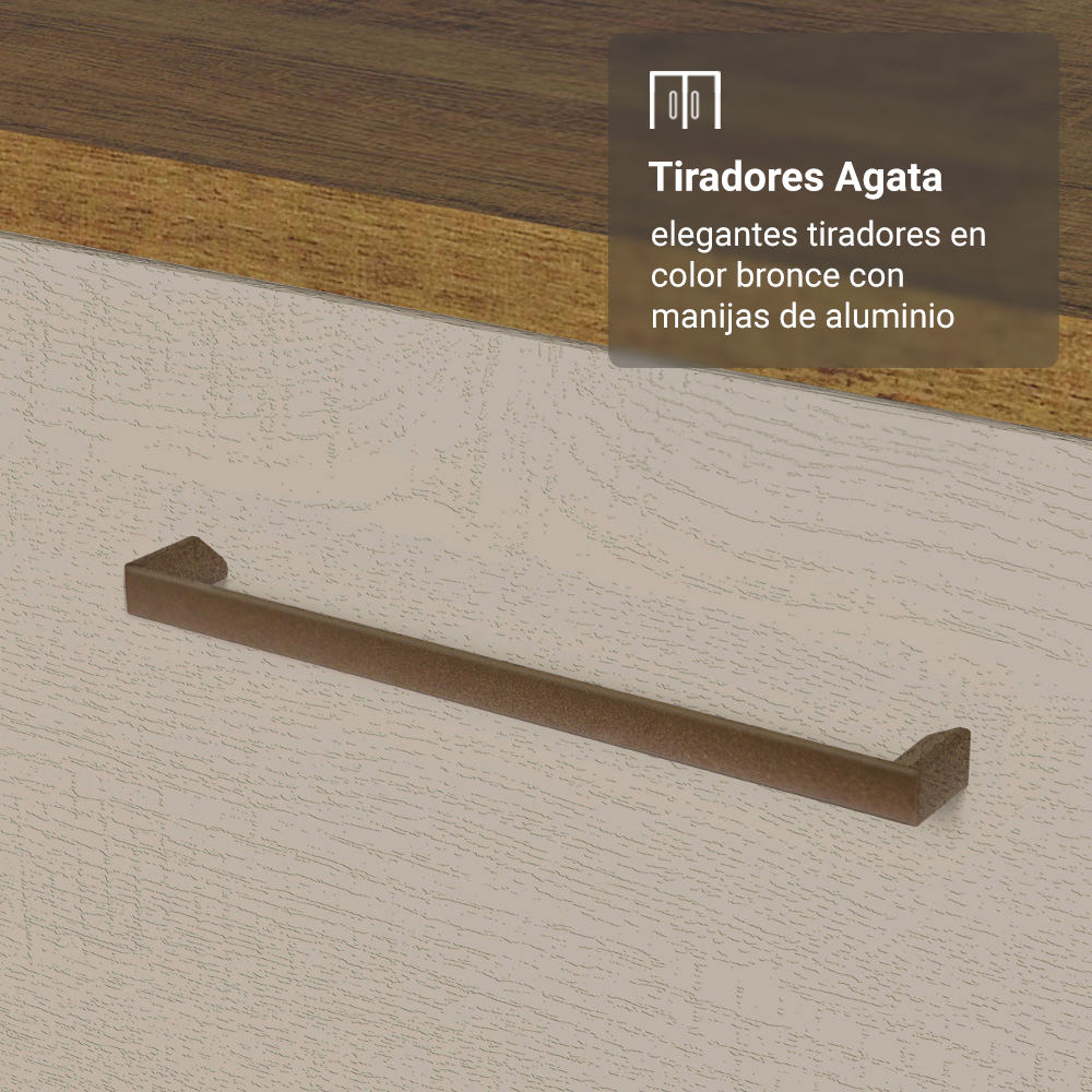Gabinete para Baño 120 cm 3 Puertas 3 Cajones Agata Marrón/Crema 01