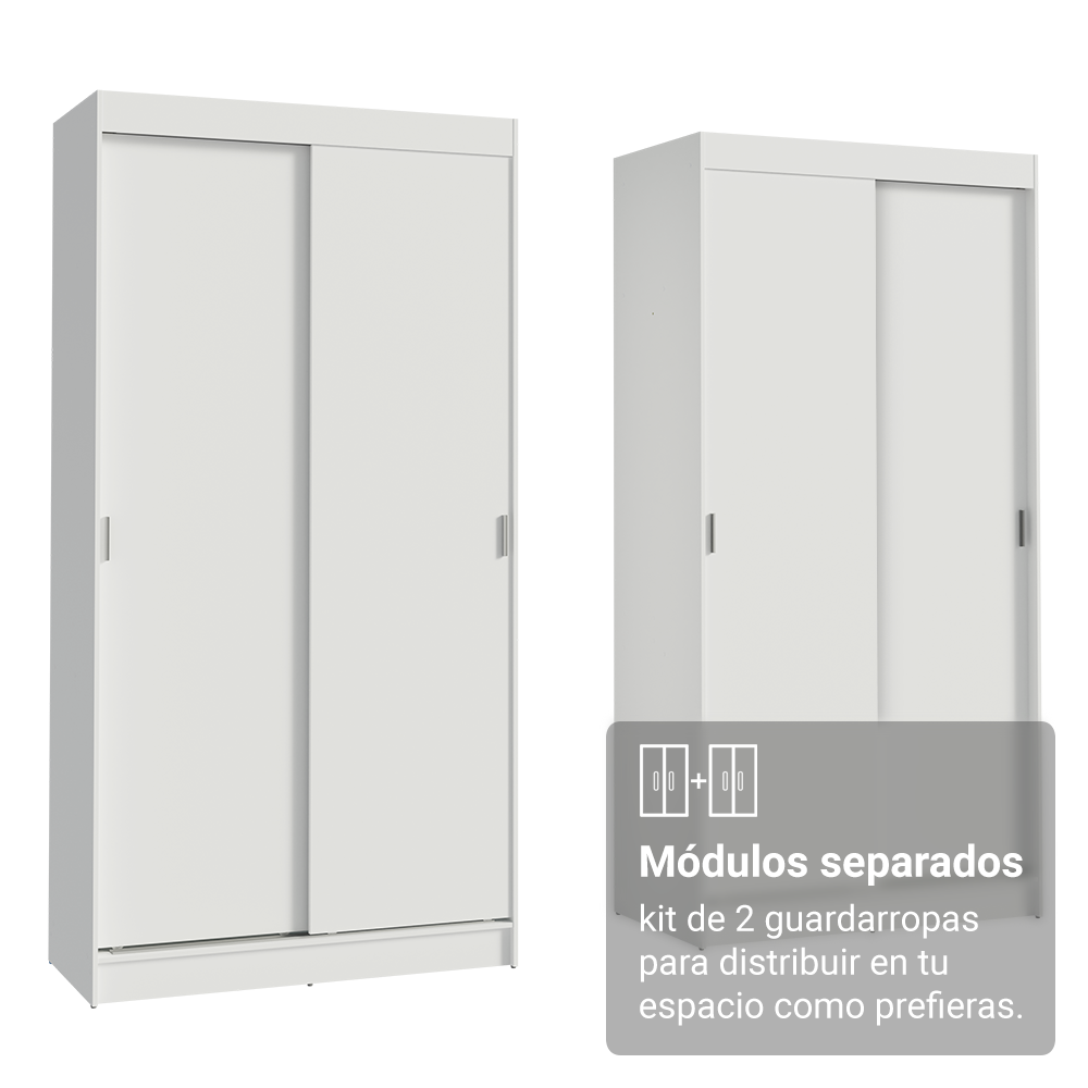 Conjunto de 2 Clósets 4 Puertas Corredizas Blanco Tokio Madesa