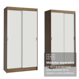 Conjunto de 2 Clósets 4 Puertas Corredizas Marrón/Blanco Tokio Madesa