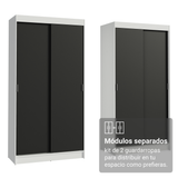 Conjunto de 2 Clósets 4 Puertas Corredizas Blanco/Negro Tokio Madesa