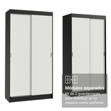 Conjunto de 2 Clósets 4 Puertas Corredizas Negro/Blanco Tokio Madesa