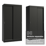 Conjunto de 2 Clósets 4 Puertas Corredizas Negro Tokio Madesa