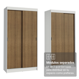 Conjunto de 2 Clósets 4 Puertas Corredizas Blanco/Marrón Tokio Madesa