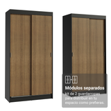 Conjunto de 2 Clósets 4 Puertas Corredizas Negro/Marrón Tokio Madesa