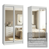 Conjunto de 2 Clósets 4 Puertas Corredizas con 4 Espejos Blanco Tokio Madesa