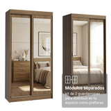 Conjunto de 2 Clósets 4 Puertas Corredizas con 4 Espejos Marrón Tokio Madesa