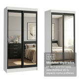 Conjunto de 2 Clósets 4 Puertas Corredizas con 4 Espejos Blanco/Negro Tokio Madesa