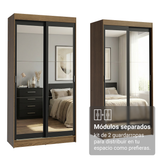 Conjunto de 2 Clósets 4 Puertas Corredizas con 4 Espejos Marrón/Negro Tokio Madesa