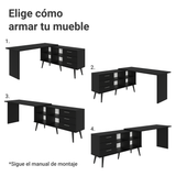Escritorio Esquinero para Computadora Gamer 3 Cajones Negro Lisboa 07