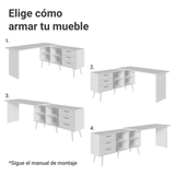 Escritorio Esquinero para Computadora Gamer 3 Cajones Blanco Lisboa