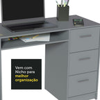 Kit Escritorio 3 Cajones y Estante Multiuso Gris Madesa
