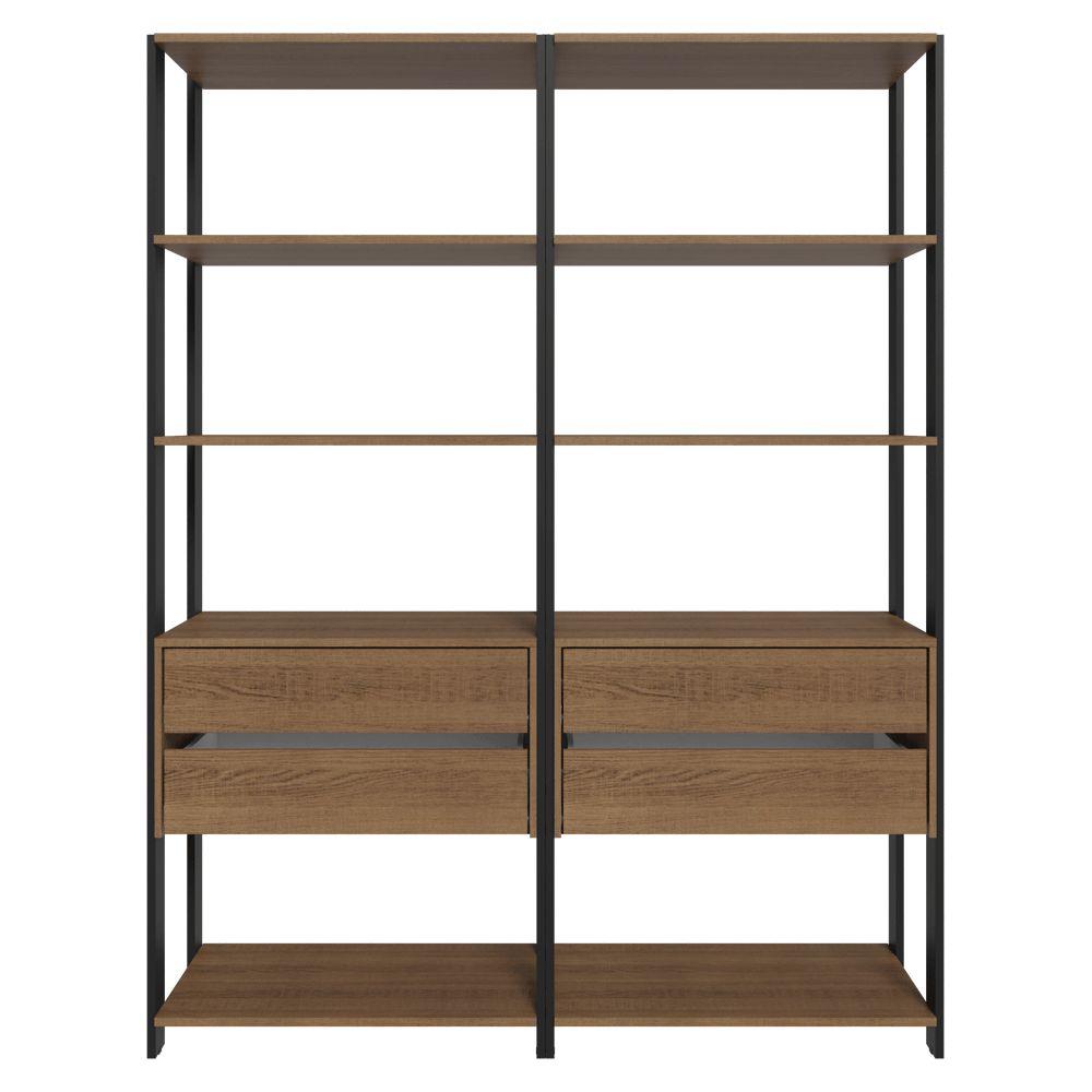Armario Estante Multiuso 4 Cajones 8 Niveles 140cm Marrón/Negro