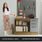 Gabinete Bajo Multiuso 120 cm 2 Puertas 3 Cajones Marrón/Gris Madesa