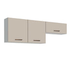 Kit 2 Gabinetes Superiores 200 cm 3 Puertas Blanco/Crema Agata Madesa