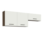 Kit 2 Gabinetes Superiores 200 cm 3 Puertas Marrón/Blanco Agata Madesa