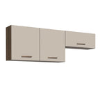 Kit 2 Gabinetes Superiores 200 cm 3 Puertas Marrón/Crema Agata Madesa