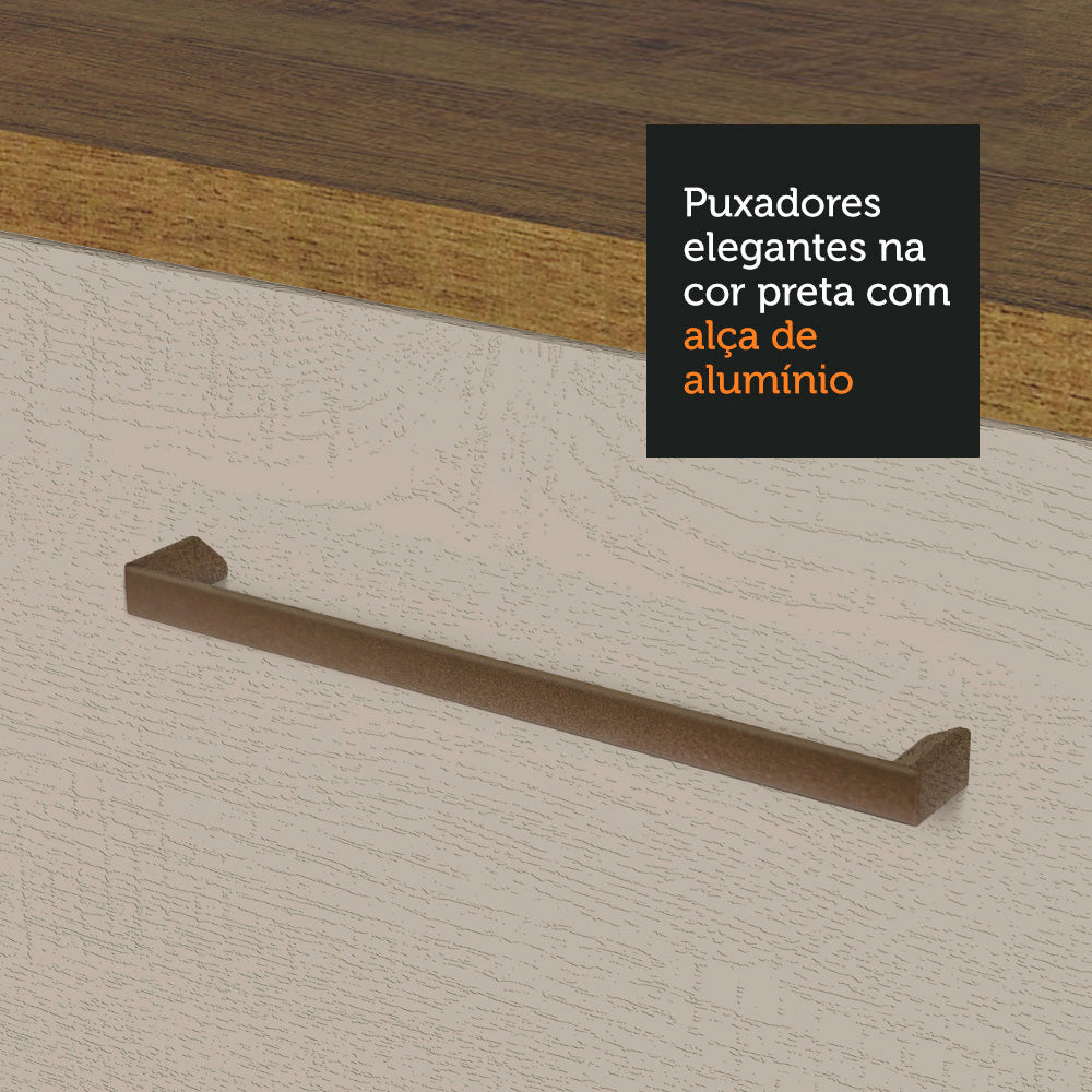 Kit 2 Gabinetes Bajos Multiuso 200 cm 4 Puertas 3 Cajones Marrón/Crema Agata Madesa
