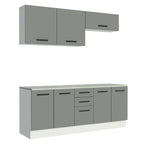 Kit Gabinete Bajo y Gabinete Superior Multiuso 200 cm Blanco/Gris Agata Madesa