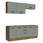 Kit Gabinete Bajo y Gabinete Superior Multiuso 200 cm Marrón/Gris Agata Madesa