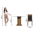 Conjunto de Comedor con Encimera Vidrio Circular 4 Sillas Marrón/Negro Ana Madesa
