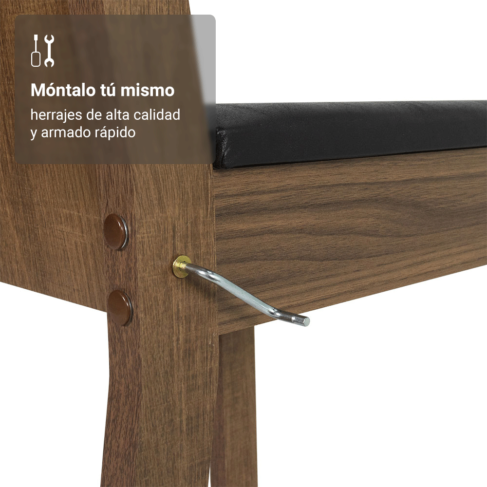 Conjunto de Comedor con Encimera Vidrio 4 Sillas Negro/Marrón Camelia Madesa