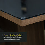 Juego de Comedor Mesa con Encimera de Vidrio 6 Sillas Marrón/Negro/Oxford Stéfani