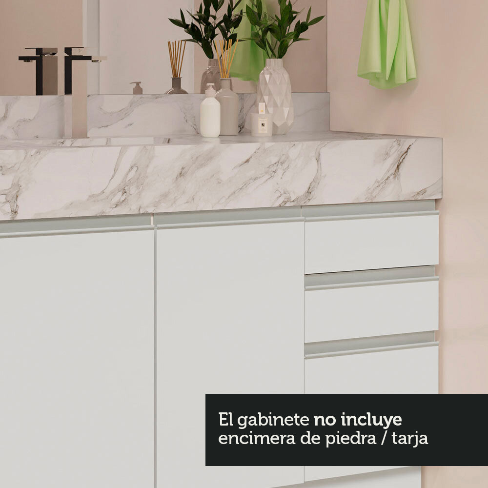 Gabinete para Baño de 120cm 2 Puertas y 3 Cajones Blanco