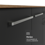 Credenza Bufetera 105cm 3 Puertas 1 Cajón Marrón/Negro