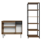 Kit Gabinete Bajo 3 Puertas 1 Cajón y Estante Multiuso Negro/Marrón Madesa