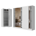 Kit Clóset Esquinero Modular y Clóset Matrimonial 3 Puertas Corredizas con 2 Espejos Blanco Neo Madesa