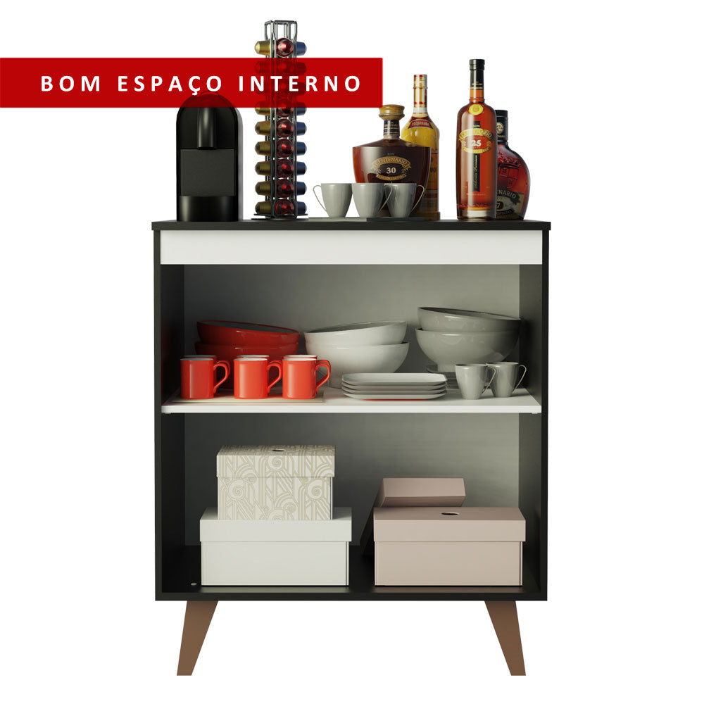 Mueble Estación de Café Reims 70 cm 2 Puertas Negro