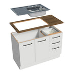 Kit Encimera para Gabinete Bajo y Fregadero 120 cm Marrón Madesa