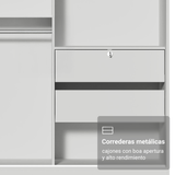 Clóset Soltero Luke 2 Puertas Corredizas 1 con Espejo y Pies Blanco