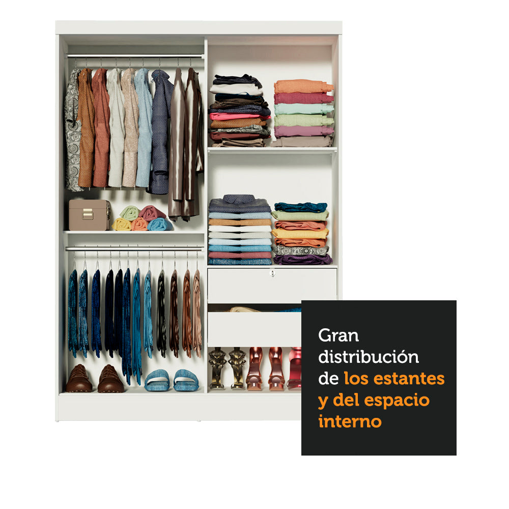 Clóset Infantil Nick 2 Puertas Corredizas con Espejo Blanco