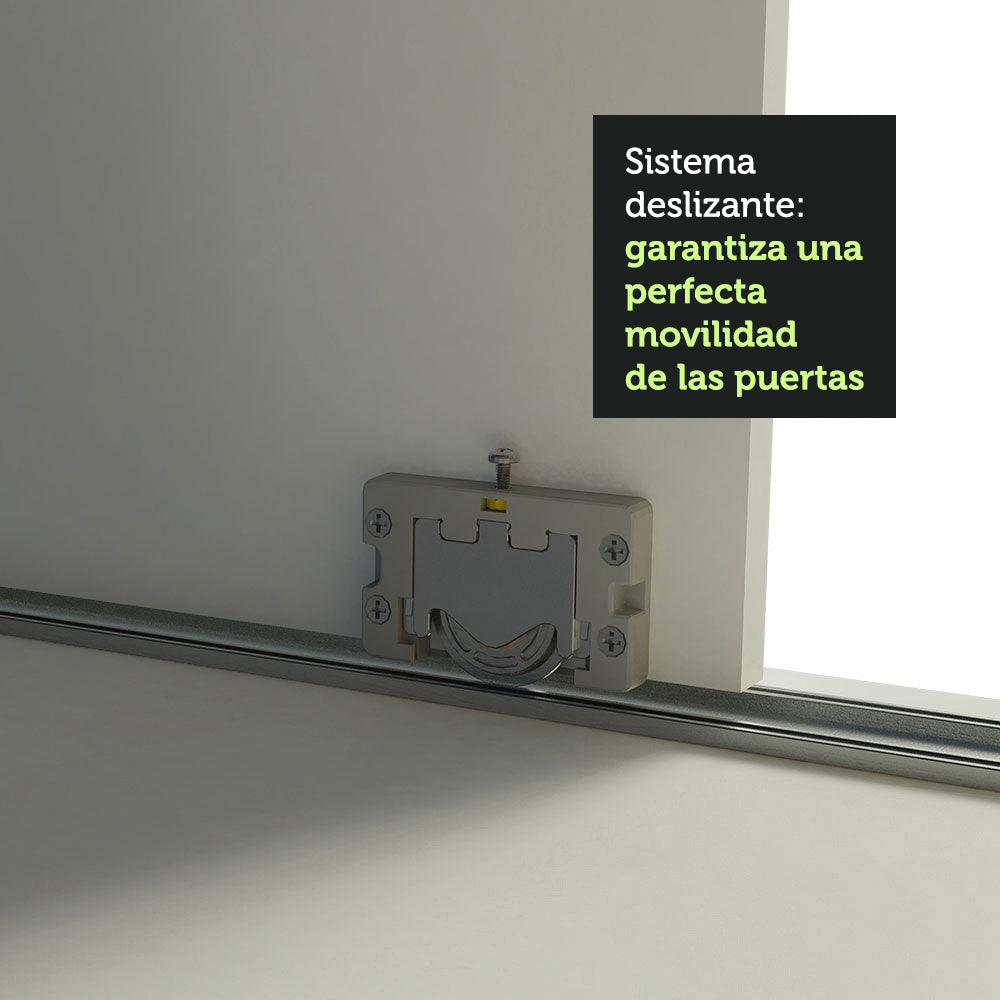 Clóset Matrimonial 231 cm 3 Puertas Corredizas Con 2 Espejos 100% MDF Blanco Royale Madesa