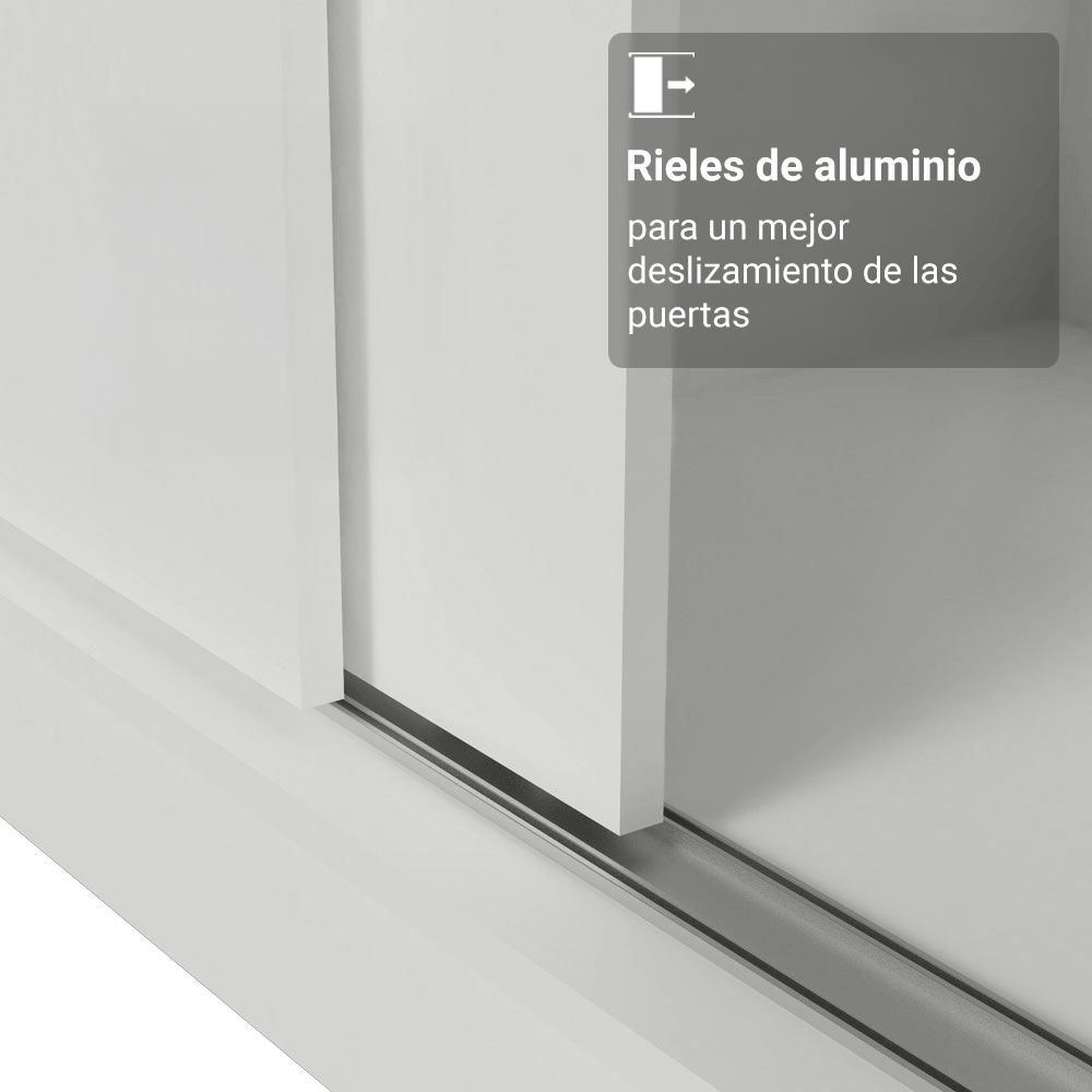 Clóset Soltero Denver 2 Puertas Corredizas con Espejo Blanco