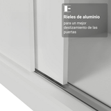 Clóset Soltero Denver 2 Puertas Corredizas con Espejo Blanco